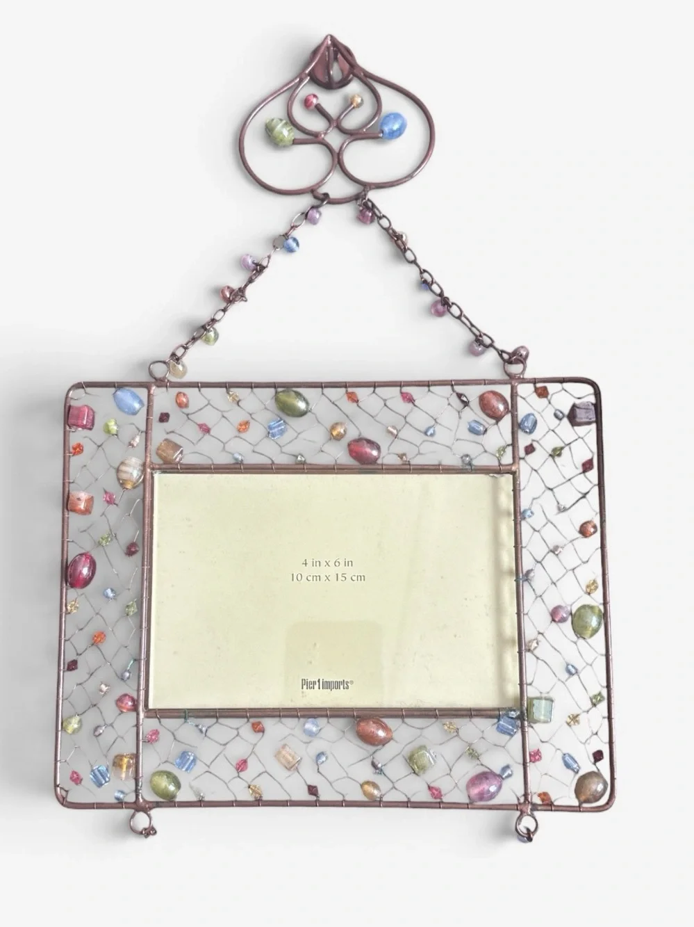 Vintage 90s Set (3) Pier One Beaded Boho Hanging Frame